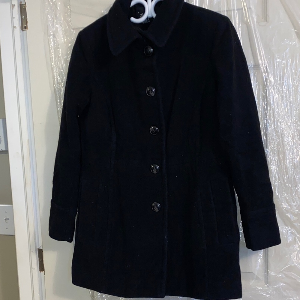 London Fog Women's Dark Black Wool Coat